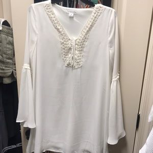 BOHO White bell sleeve dress